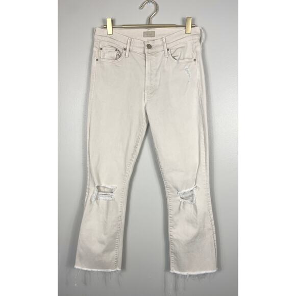 Mother The Insider Crop Fray Blow by Blow Khaki Size 28 Distressed - Picture 5 of 12